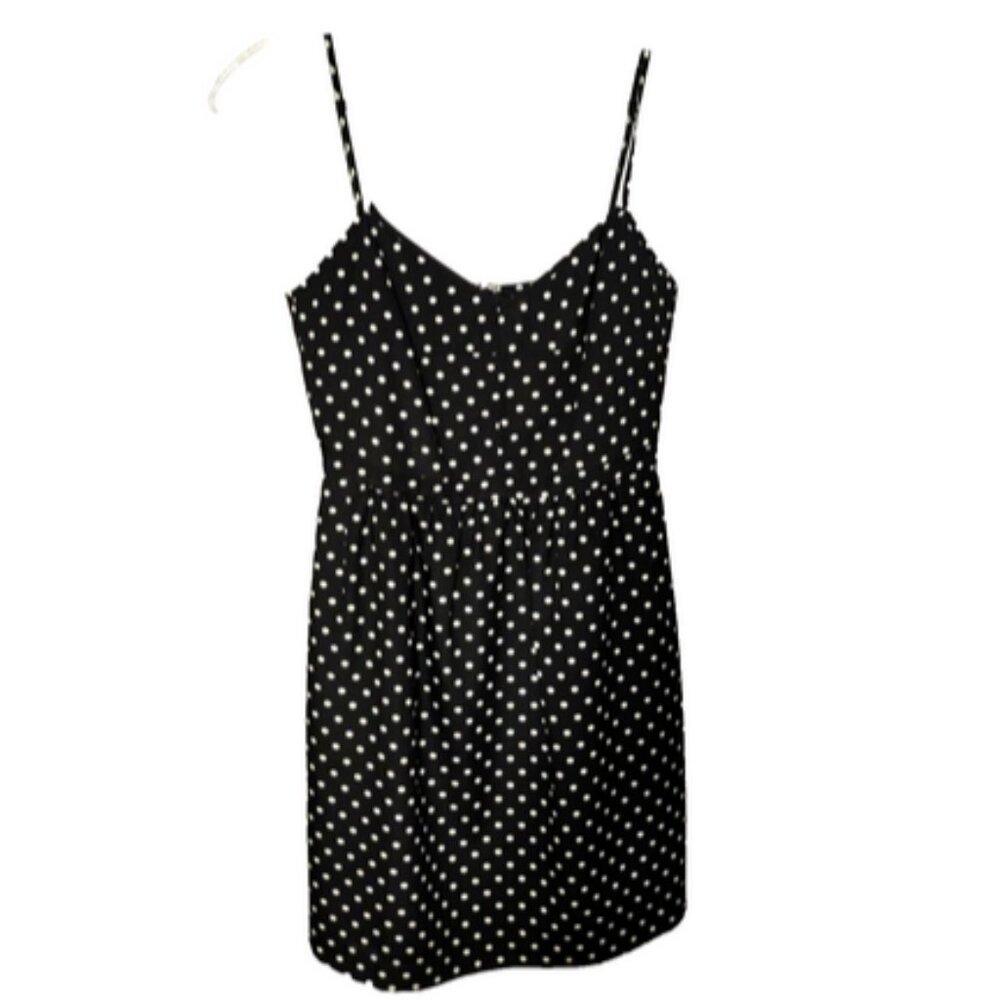 J. Crew Women’s Black&White Polka Dot Sweetheart Neck Cami Mini Dress Size 0